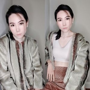 Elie Tahari Fur Coat Three Quarter Sleeves